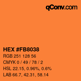 颜色代码: HEX #FB8038 | qconv.com