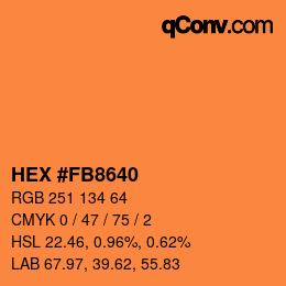Farbcode: HEX #FB8640 | qconv.com