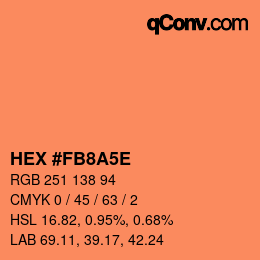 Color code: HEX #FB8A5E | qconv.com