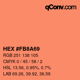 カラーコード: HEX #FB8A69 | qconv.com