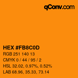 カラーコード: HEX #FB8C0D | qconv.com