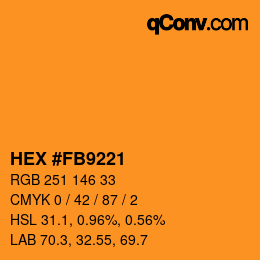 Código de color: HEX #FB9221 | qconv.com