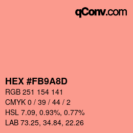 カラーコード: HEX #FB9A8D | qconv.com