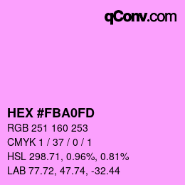 カラーコード: HEX #FBA0FD | qconv.com