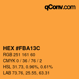 Color code: HEX #FBA13C | qconv.com