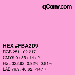 颜色代码: HEX #FBA2D9 | qconv.com