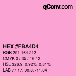 颜色代码: HEX #FBA4D4 | qconv.com