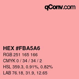 颜色代码: HEX #FBA5A6 | qconv.com