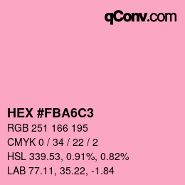 カラーコード: HEX #FBA6C3 | qconv.com