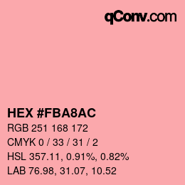Color code: HEX #FBA8AC | qconv.com