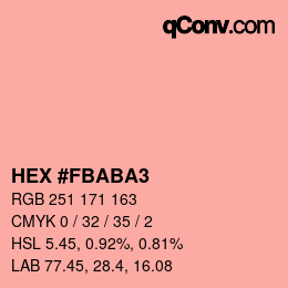 颜色代码: HEX #FBABA3 | qconv.com