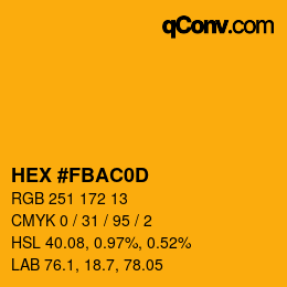 Color code: HEX #FBAC0D | qconv.com