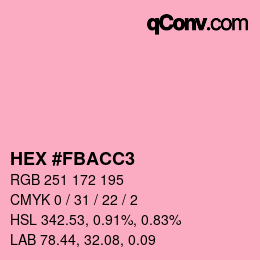 カラーコード: HEX #FBACC3 | qconv.com