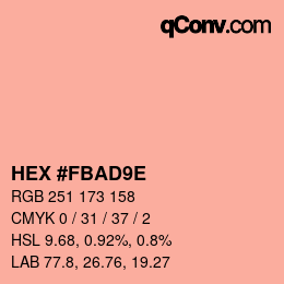 颜色代码: HEX #FBAD9E | qconv.com