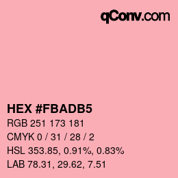 カラーコード: HEX #FBADB5 | qconv.com