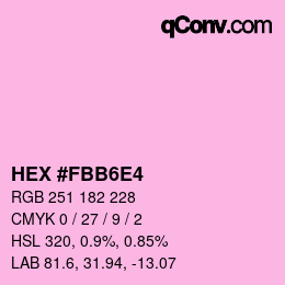 カラーコード: HEX #FBB6E4 | qconv.com