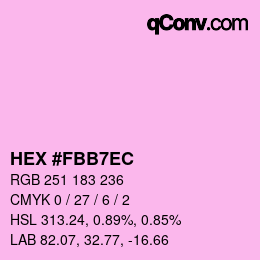 颜色代码: HEX #FBB7EC | qconv.com