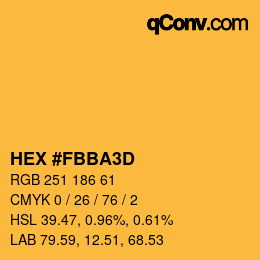颜色代码: HEX #FBBA3D | qconv.com