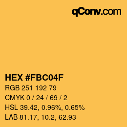 Código de color: HEX #FBC04F | qconv.com