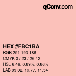 カラーコード: HEX #FBC1BA | qconv.com