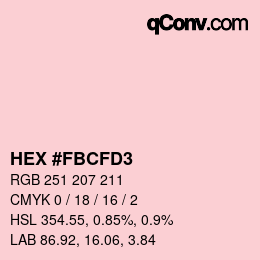 カラーコード: HEX #FBCFD3 | qconv.com