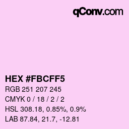 カラーコード: HEX #FBCFF5 | qconv.com