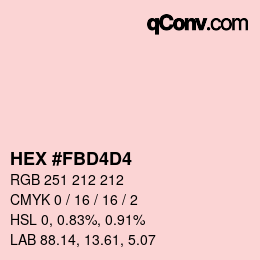 カラーコード: HEX #FBD4D4 | qconv.com