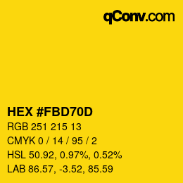 Color code: HEX #FBD70D | qconv.com
