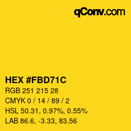 Color code: HEX #FBD71C | qconv.com