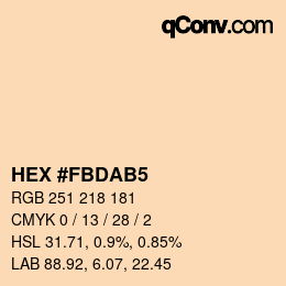カラーコード: HEX #FBDAB5 | qconv.com