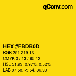カラーコード: HEX #FBDB0D | qconv.com