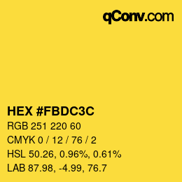 Color code: HEX #FBDC3C | qconv.com