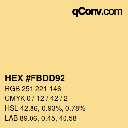 カラーコード: HEX #FBDD92 | qconv.com