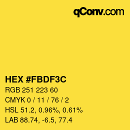 Color code: HEX #FBDF3C | qconv.com