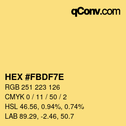 Color code: HEX #FBDF7E | qconv.com