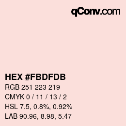 颜色代码: HEX #FBDFDB | qconv.com