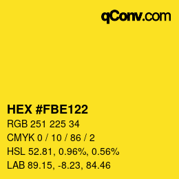 Color code: HEX #FBE122 | qconv.com