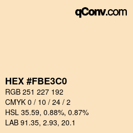 Color code: HEX #FBE3C0 | qconv.com