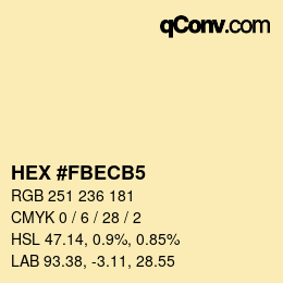 Color code: HEX #FBECB5 | qconv.com