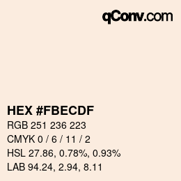 Color code: HEX #FBECDF | qconv.com