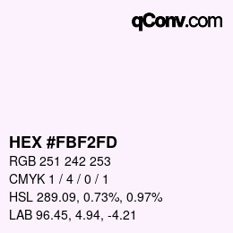 Color code: HEX #FBF2FD | qconv.com