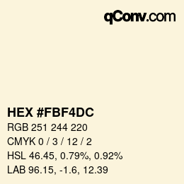 Código de color: HEX #FBF4DC | qconv.com