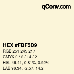 Color code: HEX #FBF5D9 | qconv.com