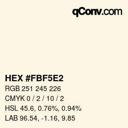 Color code: HEX #FBF5E2 | qconv.com