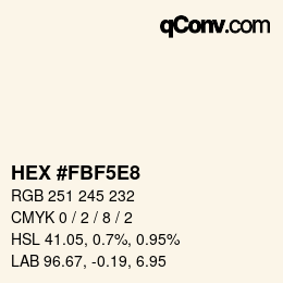 Color code: HEX #FBF5E8 | qconv.com