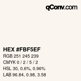 Farbcode: HEX #FBF5EF | qconv.com