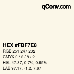 Color code: HEX #FBF7E8 | qconv.com