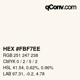Color code: HEX #FBF7EE | qconv.com