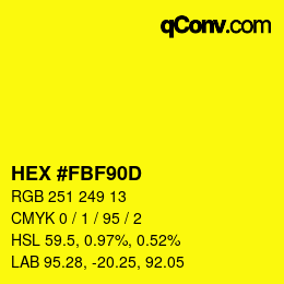 Color code: HEX #FBF90D | qconv.com