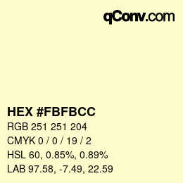 Color code: HEX #FBFBCC | qconv.com